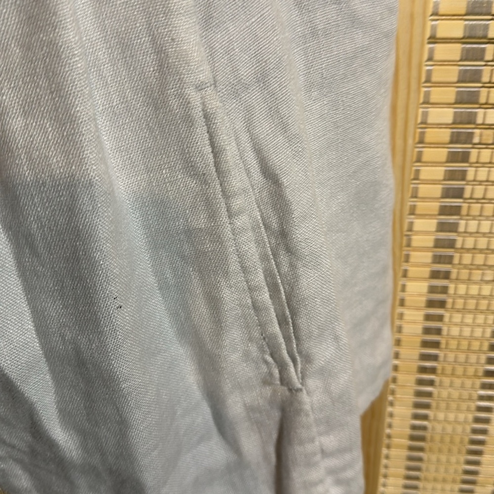 J. Jill Open Front Beige Long Linen Neutral Tailored Vest Size Large - Picture 9 of 16